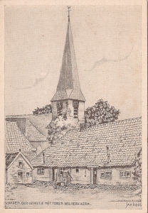 T05 Jan Kost Vorden, oud geveltje met toren Ned. Herv. kerk
